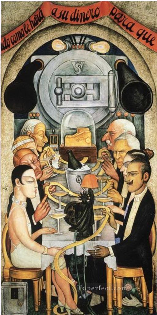 wall street banquet 1928 Diego Rivera Oil Paintings